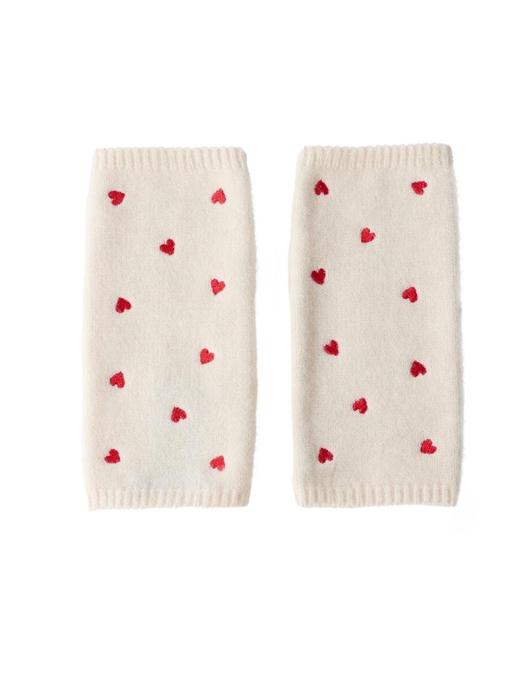 Zara Cream Mittens with Red Heart Motif